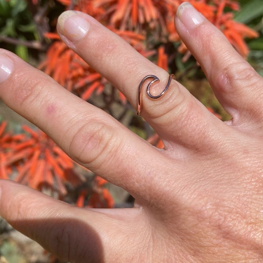 925 Sterling Silver Rose Gold Wave Ring